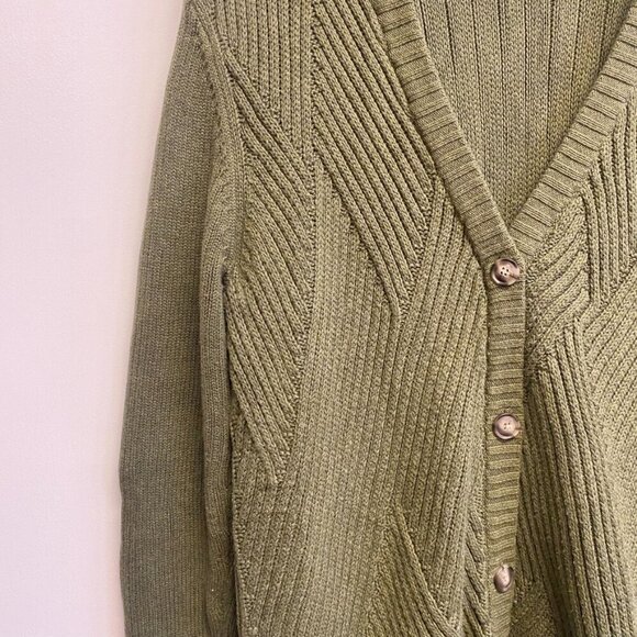 Cabi Olive Green Aerial Chunky Knit Cardigan Sweater - Picture 7 of 11